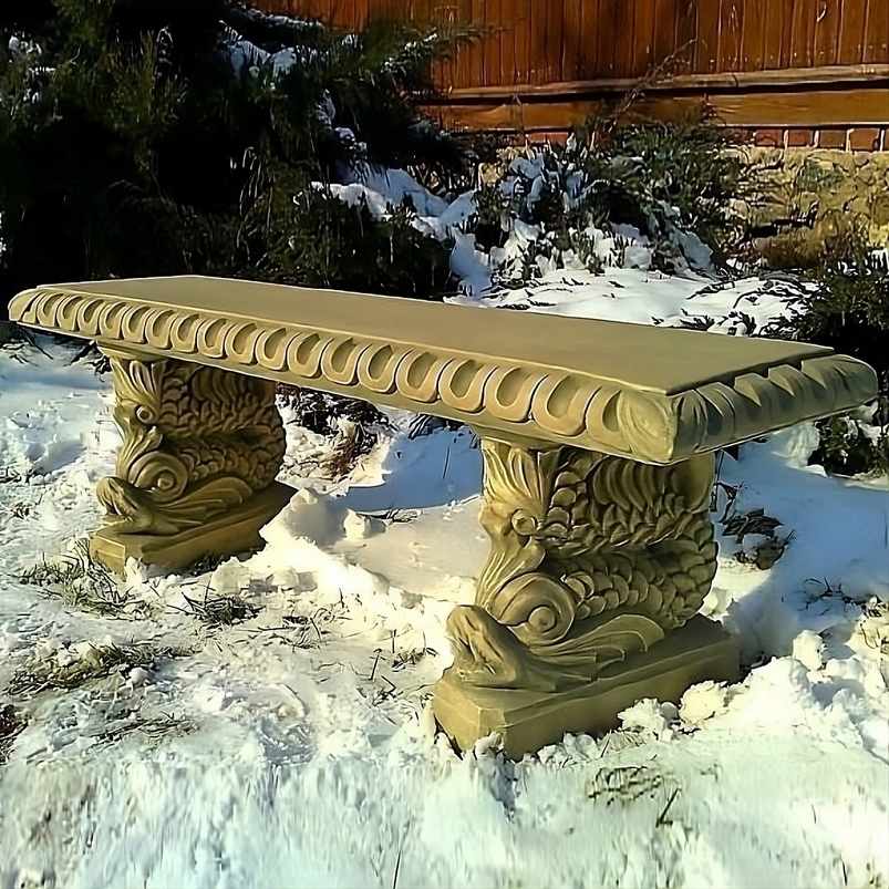 Stenbänk Stilren Enkel med Fiskar