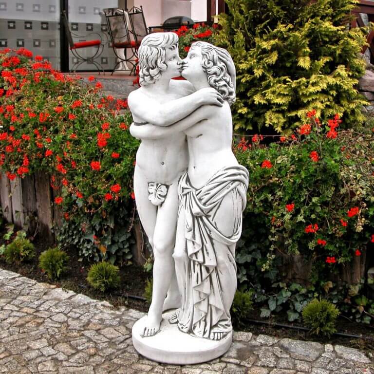Stenskulptur Cupids och Psyche