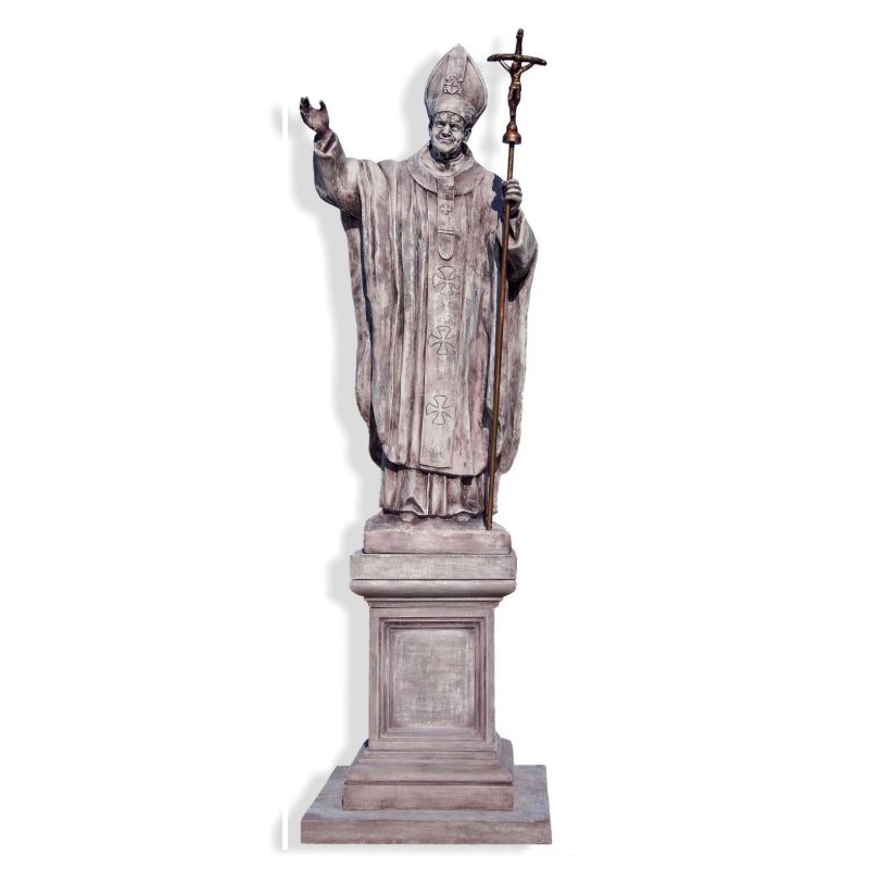 Stenfigur Johannes Paul II + Sockel