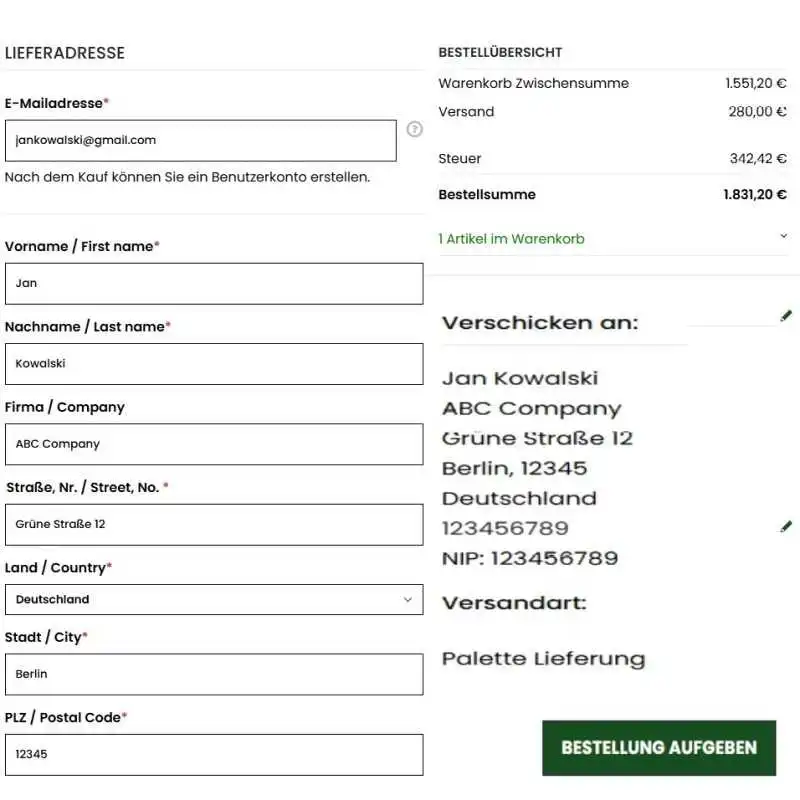 Steg 2 – Betalning och leveransuppgifter